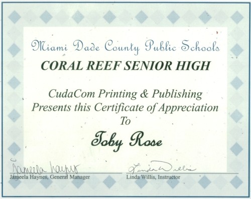Coral Reef Senior High, CudaCom Printing & Publishing